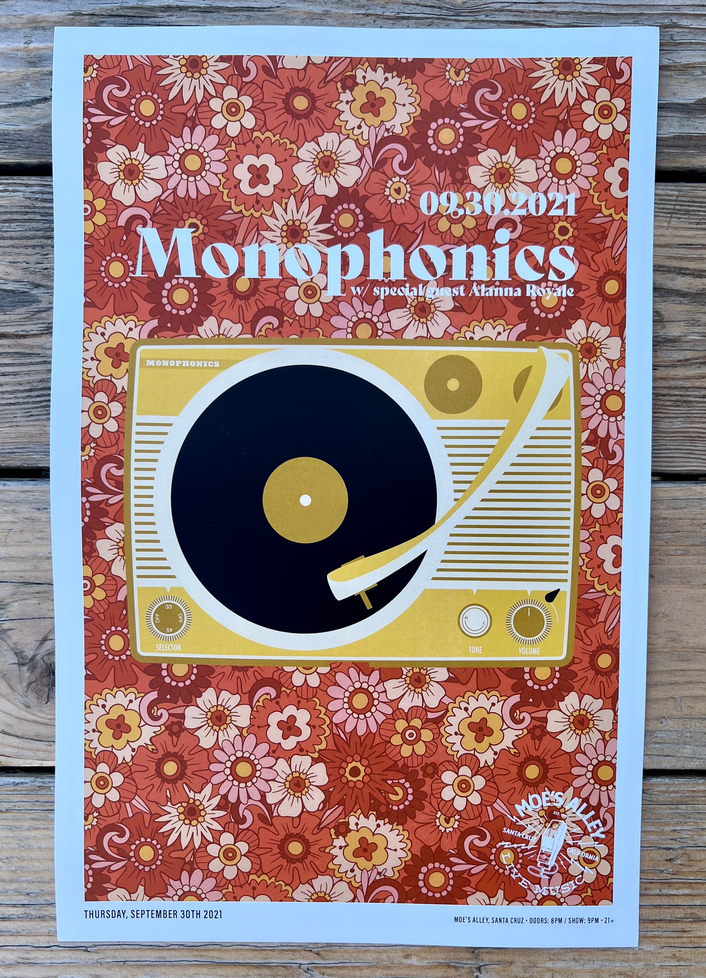 Monophonics Moe's Alley Show Poster, Original Art, 11"x17"